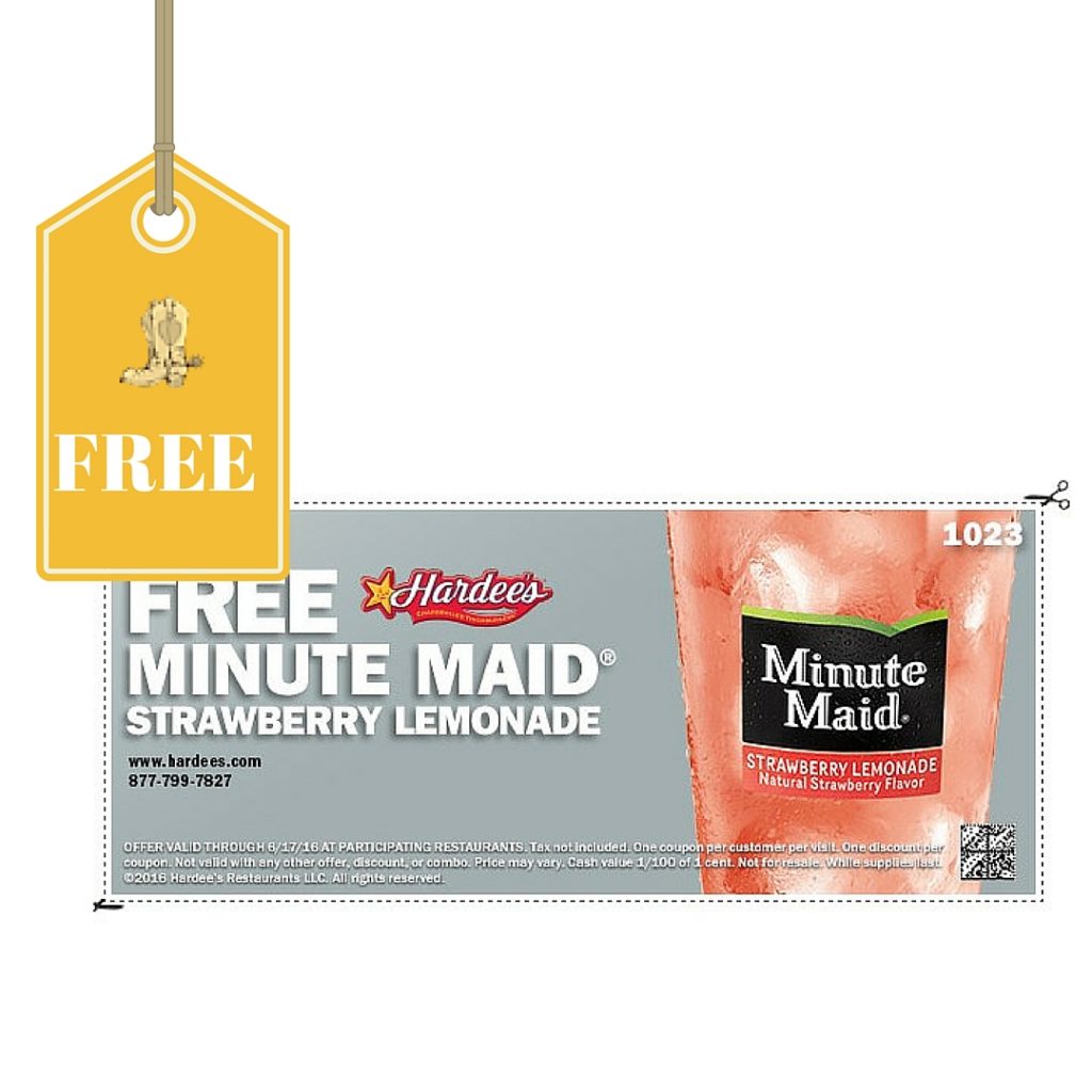 free minute maid lemonade at hardees