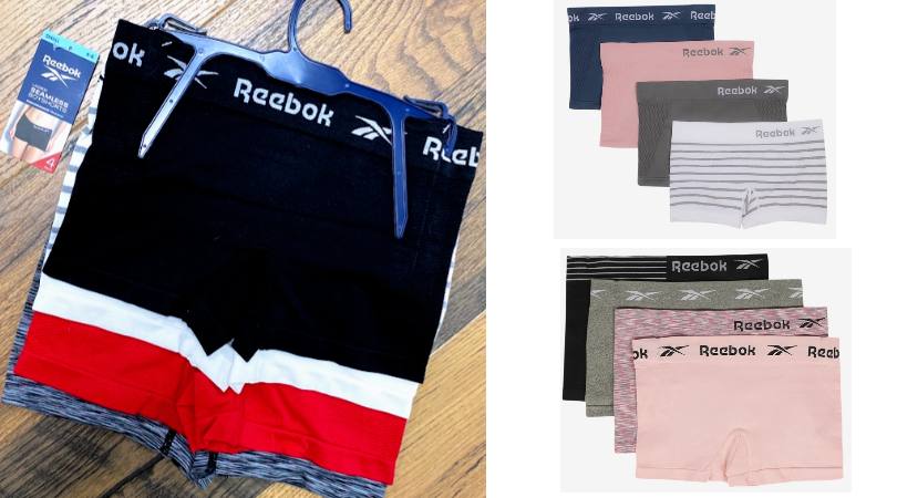 Reebok Women's Seamless Boyshort Underwear 4-Pack and